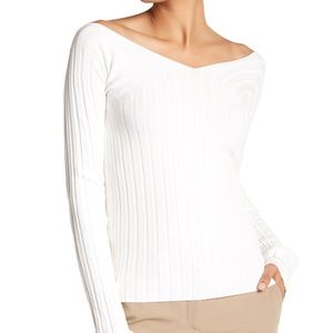 Deep V-Neck Ribbed Knit Sweater